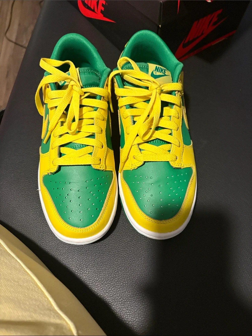 Nike Kids Green and Yellow Low-Top Sneakers